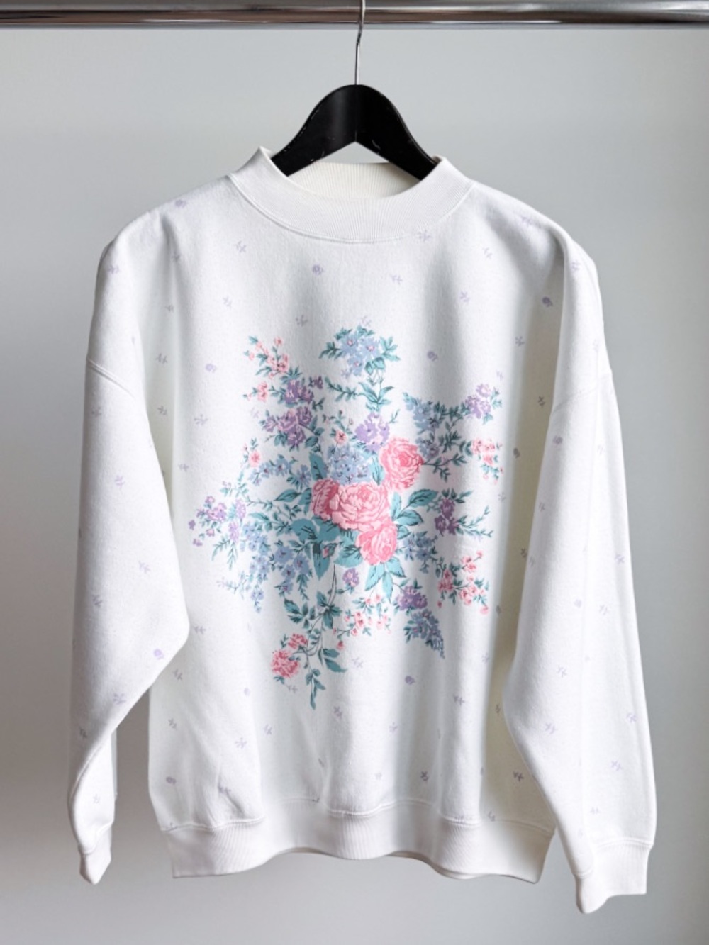 Vtg 90s Lady Foot Locker Floral Sweatshirt M Oversized Cottagecore Pastel